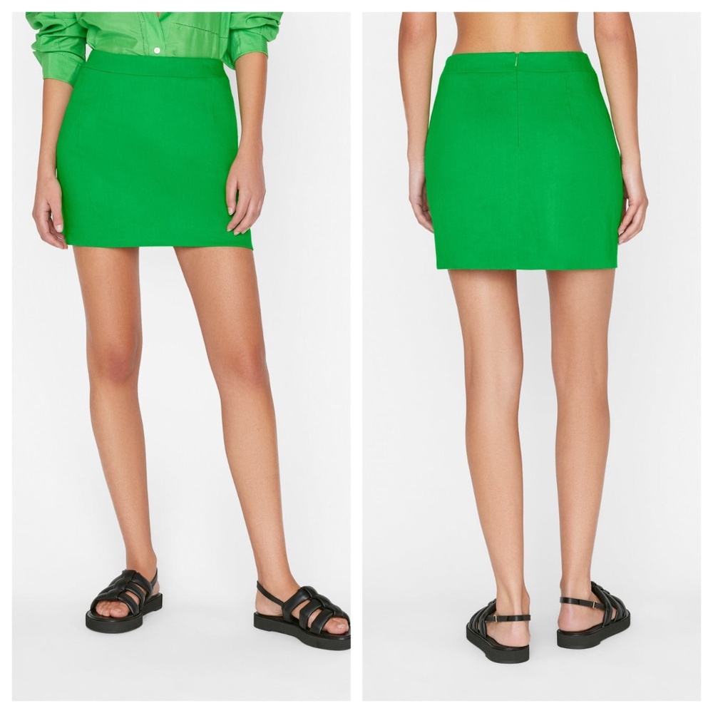 NWT FRAME Linen-blend Mini Skirt Peridot Green Women's Size 6